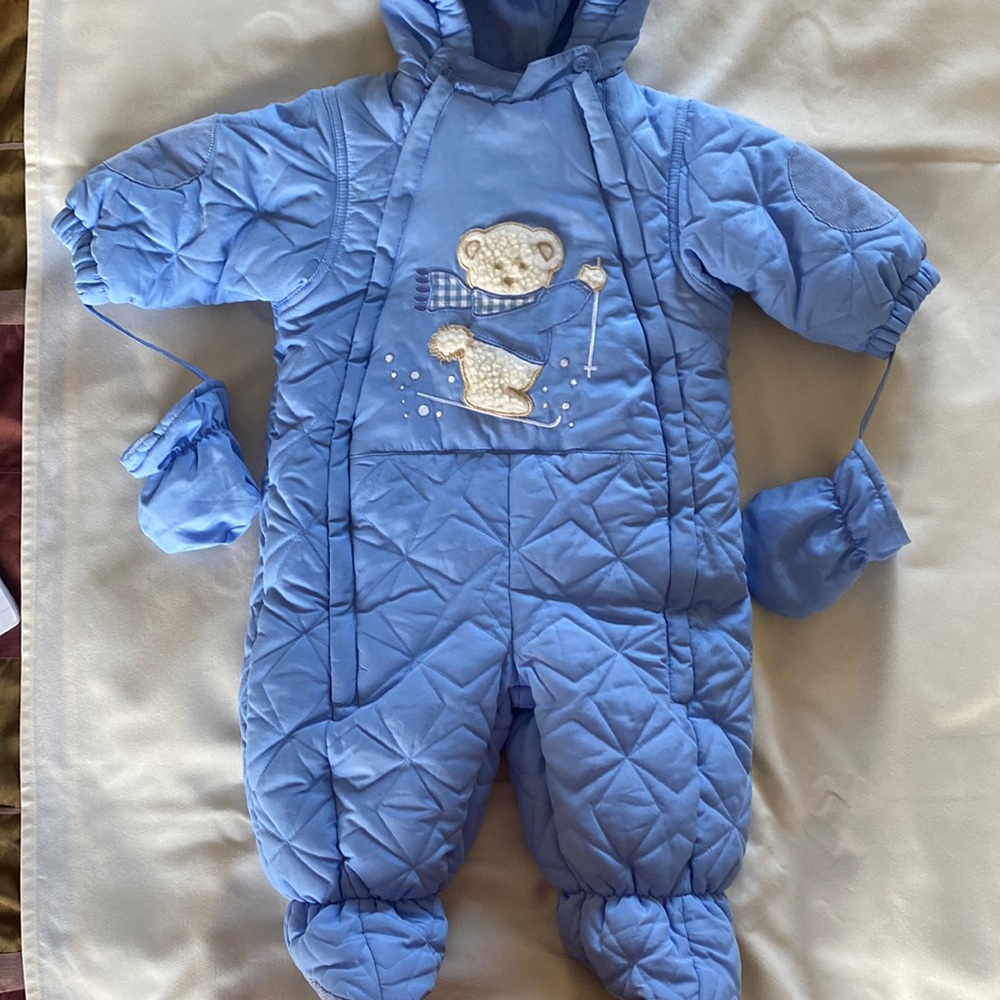 Romper one Casual Time Puffer Winter Blue Kids Light Two zippers Size 0/9 months